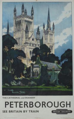 Poster BR(E) 'Peterborough' by Kenneth Steele circa 1949, double royal size 25 inch x 40 inch.