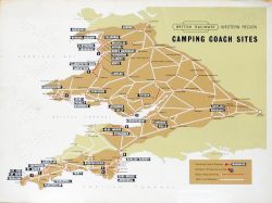 Original BR Artwork 'Camping Sites'. Lists all the places on the Western Region where