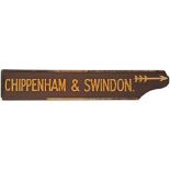 GWR/BR wooden Platform Fingerboard Indicator 'CHIPPENHAM & SWINDON '. Original chocolate & cream