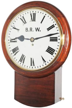 Great Western Railway 14 inch mahogany cased fusee drop dial clock supplied in the early part of the