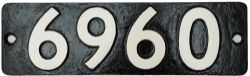 Locomotive Smokebox Numberplate '6960'. As carried by ex GWR Modified Hall Class Loco 'RAVENINGHAM