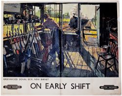 Poster British Railways 'On Early Shift - Greenwood Signal Box New Barnet' by Terence Cuneo  quad
