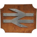 British Rail alloy Double Arrow Badge, large size 27.5 inches x 17 inches mounted on a display