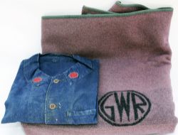 GWR Blanket with Roundel motifs embroidered within. Together with a GWR Drivers Jacket with