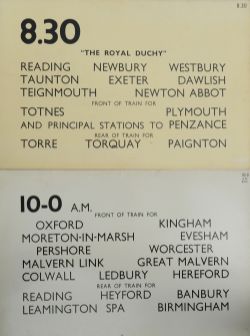 Station departure boards from Paddington measuring 30 inches x 20 inches. One is the Paddington-