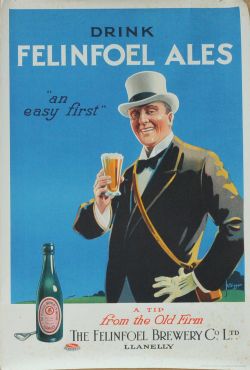 Advertising Poster - 'Drink Felin Foel Ales' by L Biggar, measuring 29 inches by 20 inches. From the