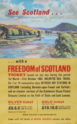 Poster BR(Scottish Region) 'See Scotland With A Freedom Of Scotland Rail Ticket'  double royal 25