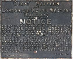 Great Western and London & North Western Railways Joint Lines Trespass Notice in original