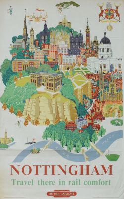 Poster BR(M) 'Nottingham' by Kerry Lee circa 1953, double royal size 25 inch x 40 inch. Published by