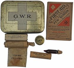 GWR Ambulance Tin with contents including a GWR Petroleum Jelly Tin. Measures just 5 inches x 4