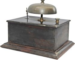 Tyers Large mahogany cased Block Bell with large mushroom bell. Complete and in excellent