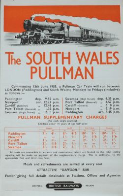 Poster BR(W) 'South Wales Pullman' letterpress double royal size 25 inch x 40 inch with image of