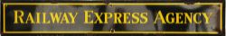 American Railroads enamel Railway Express Agency sign 71 inches x 12 inches. Yellow on black