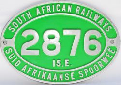 South African cast alloy Cabside Numberplate 2876 class 15E dual language. Ex class 15E built by