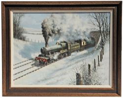 Don Breckon (1935 - 2013) original oil painting on canvas of GWR Manor Class Locomotive 7813