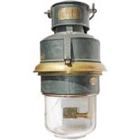 North Eastern Railway Pot Lamp. Brass plated with the NER oval on the side and the brass internal