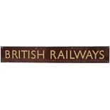 BR(W) enamel Posterboard Heading BRITISH RAILWAYS, measuring 27 inches by 4 inches. In excellent