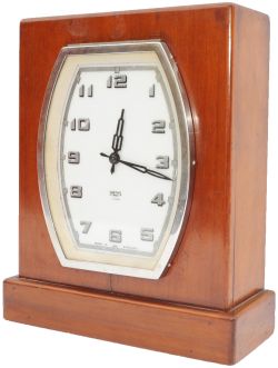 GWR mahogany cased Art Deco Mantle Clock by Smiths. GWR ivorine plate number 3652 affixed at the