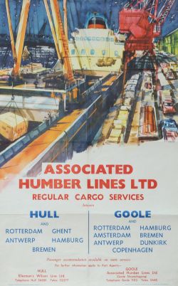 Poster British Railways North Eastern Region 'Associated Humber Lines Ltd' by Johnston  double royal
