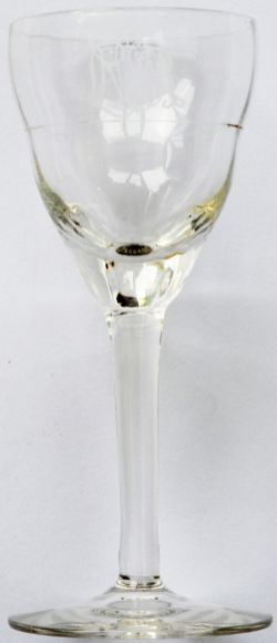 LNER Sherry glass. Acid etched with LNER in script lettering. Measuring 5 inches tall, bowl of 2