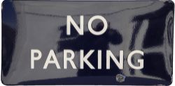 BR(E) enamel Sign 'No Parking' F/F. Measuring 36 inches by 18 inches. One face chip but excellent