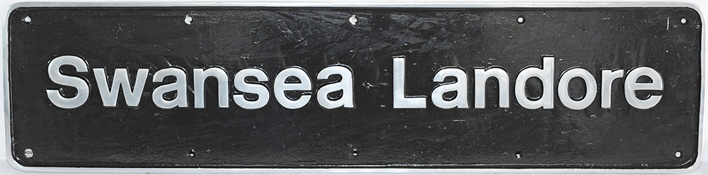 Nameplate Swansea Landore, cast aluminium. This plate was never fitted to anything.  Sold on