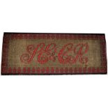 South East & Chatham Railway Carpet with the SECR initials in the centre. Measures 80 x 32 inches