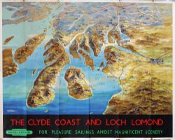 Poster British Railways 'Clyde Coast & Loch Lomond' quad royal 40 x 50 inches. A very decorative
