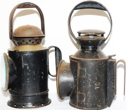 GWR 3 aspect brass collared Handlamp complete in every way together with an LT example with a