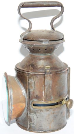 LNER, GER pattern Sliding Knob Handlamp complete with reservoir and burner. Date stamped 5-0-31