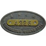 London & North Eastern Railway brass 9 x 5 Works Numberplate 'LNER Doncaster Works 1914' with