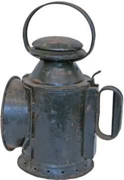 L&NWR 3 aspect Handlamp with original reservoir and a BR burner. Stamped on reducing cone 'LNWR