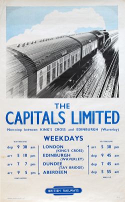 Poster British Railways 'The Capitals Limited - Non Stop between Kings Cross and Edinburgh (