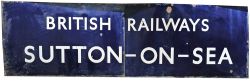 British Railways(E) 2 piece enamel Station Facia Sign SUTTON-ON-SEA. Ex GNR station on the Louth -