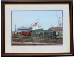 Original acrylic painting 'The Cunarder at Southampton Ocean Terminal' by Norman Elford (1931 -