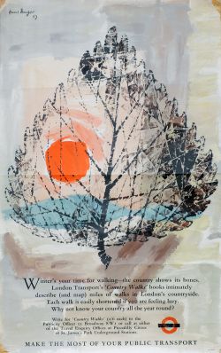 Poster London Transport 'Winter - Country Walks'  by Hans Unger c1958, double royal, 40 x 25 inches.