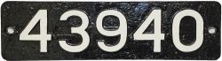 Smokebox Numberplate 43940. Ex LMS Fowler 4F locomotive built by Armstrong Whitworth in 1921.