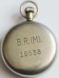 BR(M) Pocketwatch engraved on rear of case 'B.R.(M) 19538'. Swiss Made Limit with second hand