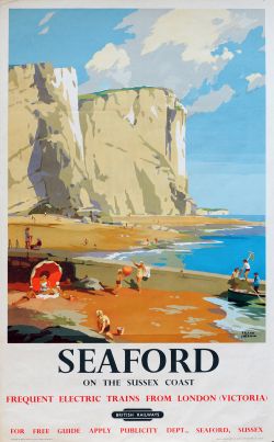 Poster British Railways 'Seaford - On The Sussex Coast - Frequent Electric Trains from London