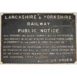Lancashire & Yorkshire cast iron Trespass Sign, Lance & Yorke version dated 1884.
