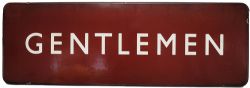 BR(M) Enamel Station Platform Sign 'GENTLEMEN', fully flanged, 36 x 12 inches, some fading.