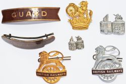 BR(W) Badges comprising: 2 Guard one totem one fishtail and 2 L-O-W British Railways. One gilt and