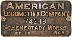 Worksplate American Locomotive Co Schenectady Works Lot No 74219 Dec 1945. Ex SNCF 141 R 346 built