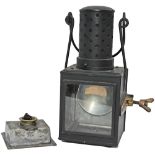 GWR Tunnel inspection lamp.Large brass clasp and hinges enable to back to be screwed tight onto a