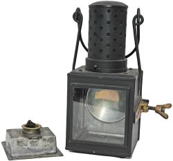 GWR Tunnel inspection lamp.Large brass clasp and hinges enable to back to be screwed tight onto a