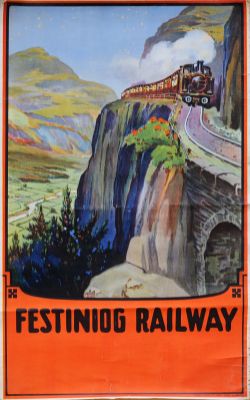 Poster, Festiniog Railway by Norman Keene, double royal 25 x 40 inches. Pre-war poster depicting one