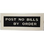 GWR Sign POST NO BILLS BY ORDER, wood with cast iron letters measuring 21 inches x 8 inches.