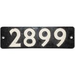 Smokebox Numberplate 2899 to match the previous lot. Ex GWR Heavy Freight 2-8-0 locomotive built