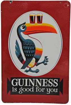 Advertising enamel Sign 'Guinness Is Good For You' double-sided depicting the famous Toucan with a