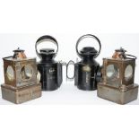 Lamp selection comprising qty 4: LNER 4 aspect complete with brass Polkey makers plate; LMS 4 aspect